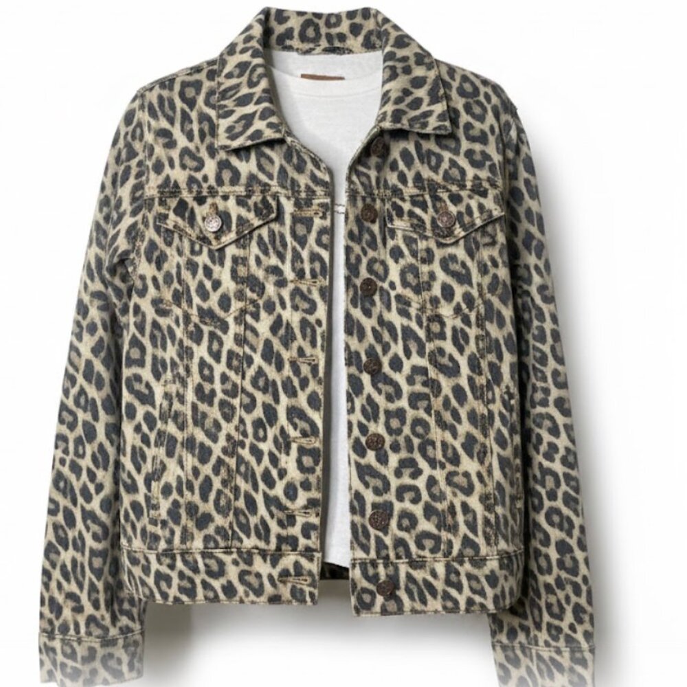 Judy Blue Leopard Print Denim Jacket